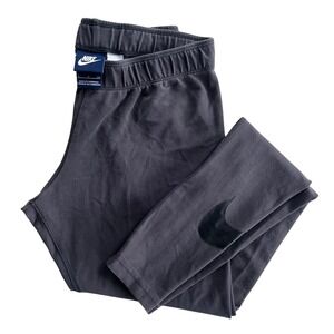 Nike Womens S Gray Black Big Logo Cotton Training Gym Workout Activewear Legging